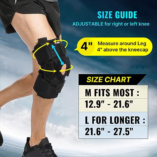 Adjustable Knee Braces with Side Stabilizers & Patella Gel Pads ,Knee  Support for Knee Joint Recovery or Injury Prevention for Man and Women 